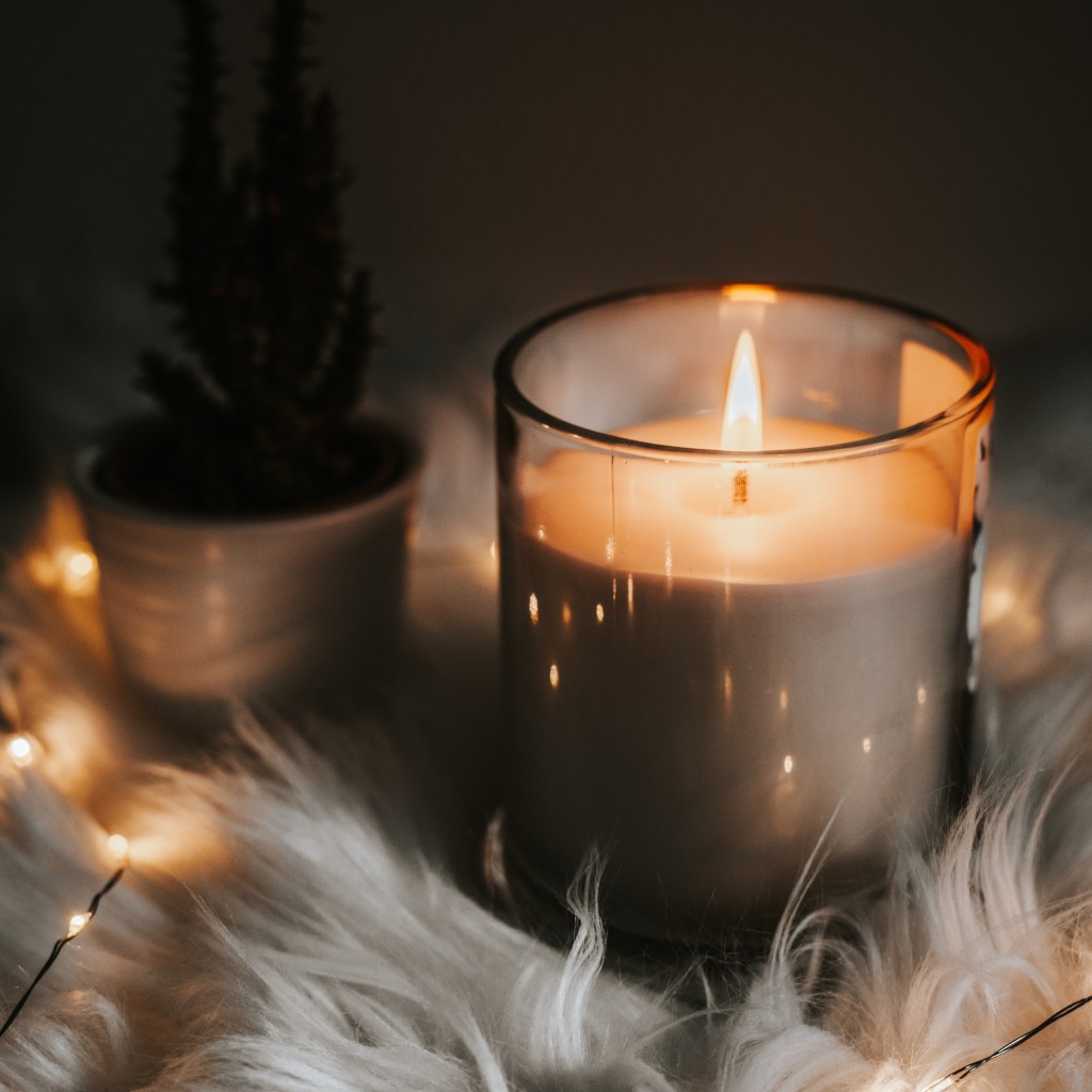 Feather cactus candle